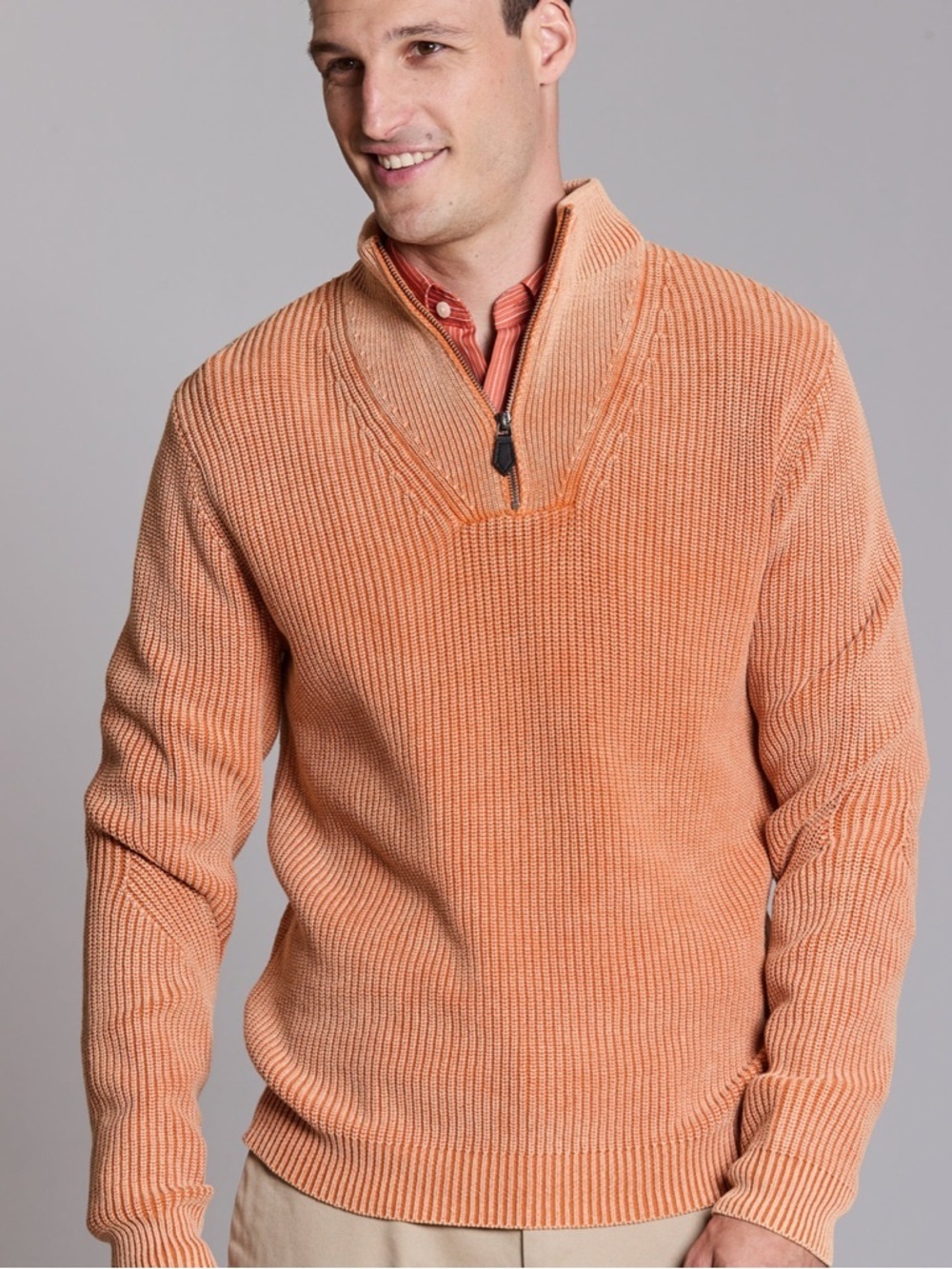 Tyler Boe Peach Half-Zip Ribbed Sweater! Quality superior! L